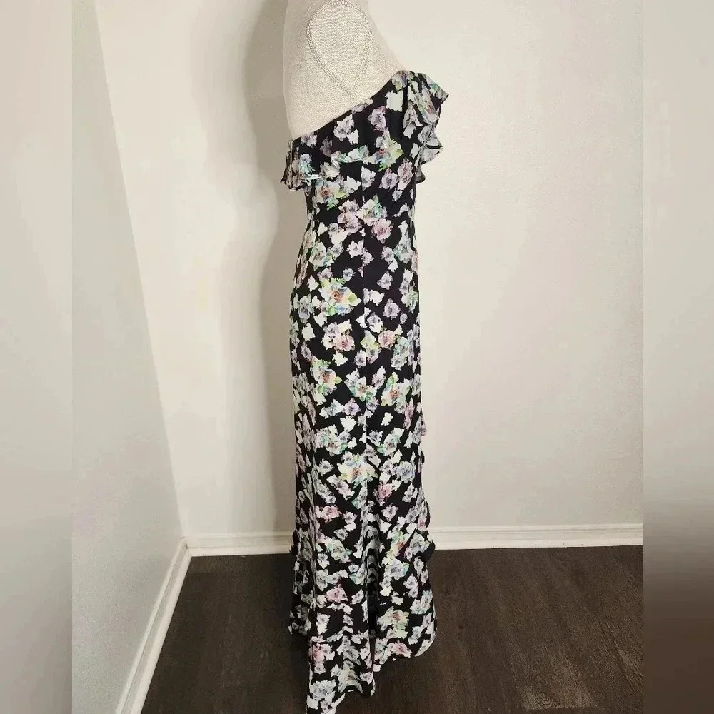 Aidan Mattox Floral Flounce High/Low Maxi Dress size 4 NWT Formal Wedding Guest - Picture 3 of 16